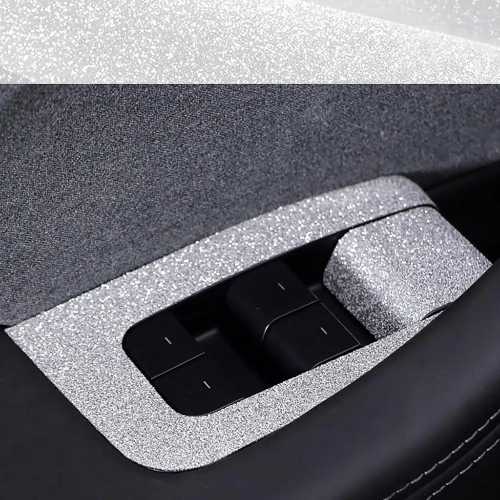 Window Lift Button Frame Panel Sticker for Tesla Model 3 2017-2023 Model Y 2020-2024 TPU Glitter Diamond