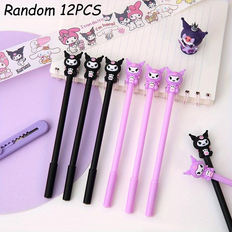 Sanrio 12/ 30PCS Black Kuromi Anime Gel Pens Cute Fairy Character Design 0.5mm Black Ink Ideal for Playful Gifts Office Signature Pen, Back School