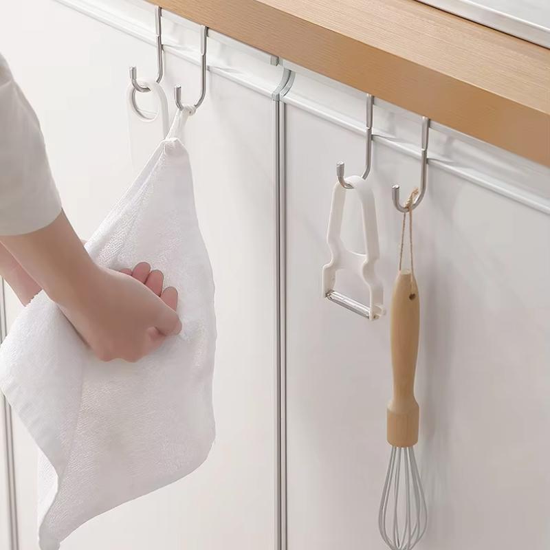 1PC Non perforated and non adhesive double S-shaped hooks dormitory hooks kitchen cabinet door back hooks