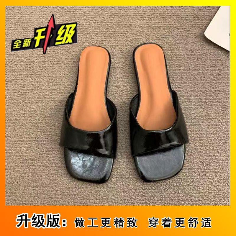 Cool slippers retro simple one-word drag women lazy flat shoes sandals summer new models