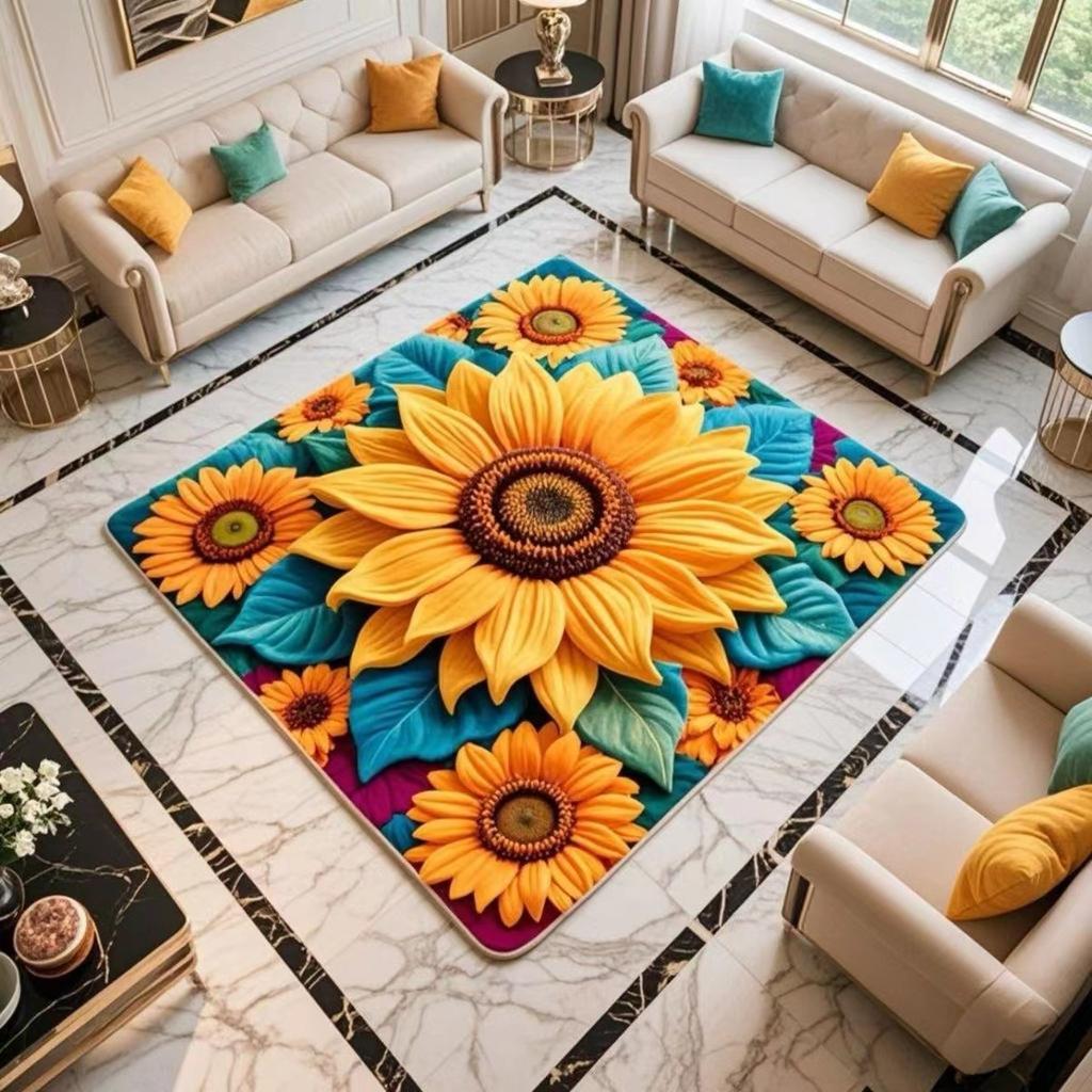 Dywan Słonecznikowy Dywan do Salonu Odporny na Zabrudzenia Dywanik Podłogowy pod Stolik Kawowy Mata Wejściowa