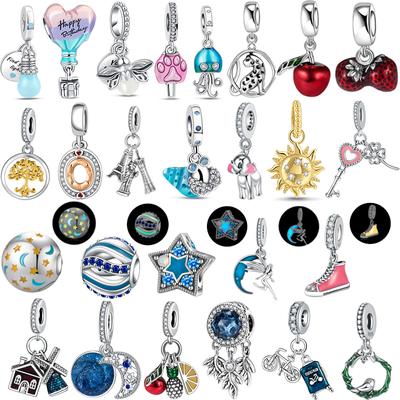 100% S925 stříbrný lapač snů Apple Sun Glow in the Dark Firefly Star Dangle Fit Original Charms Náramek Dámské šperky