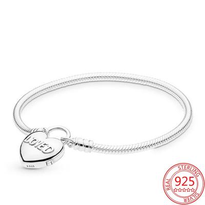 Catena di sicurezza in argento sterling 925 con chiusura a forma di cuore, charm di sicurezza per bracciale, compatibile con bracciale Moment, regalo di Natale