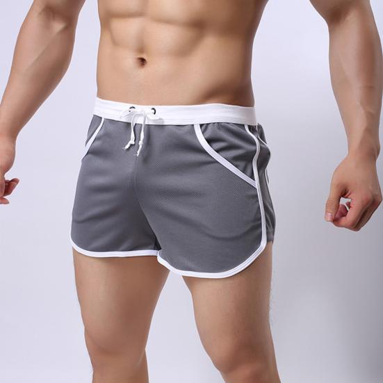 Men Color Block Summer Sports Gym Drawstring Shorts Beach Pants Swimming Trunks