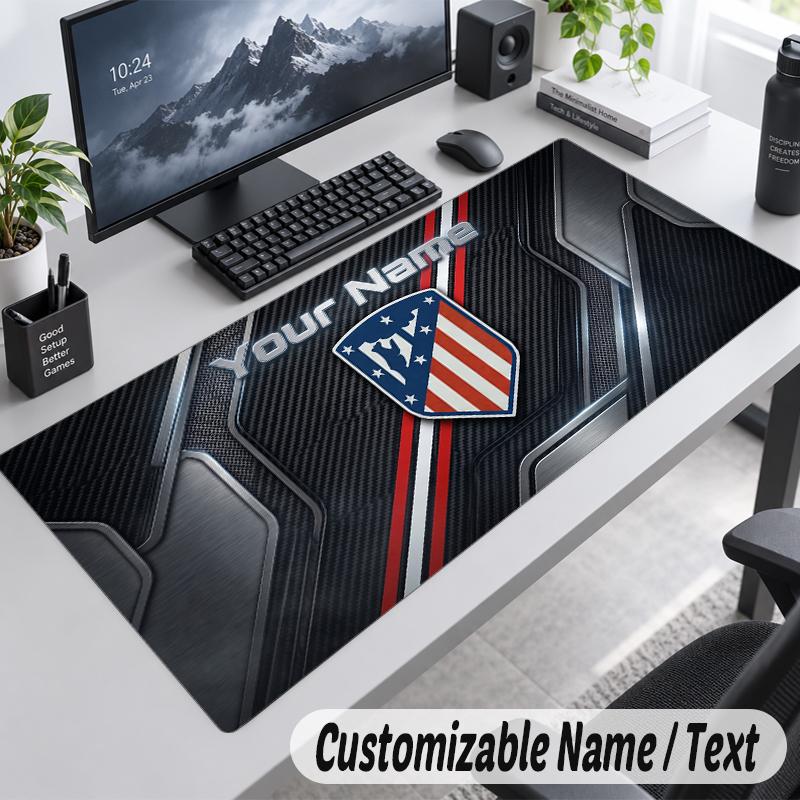 Custom Name Text Mouse Pad Atletico Madrid FC Personalized Desk Pad For Work And Gaming