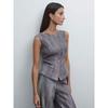 MD Women Clothes New French Style Young Ol Style Gray Linen Suit Vest Sleeveless Shirts 06024657818