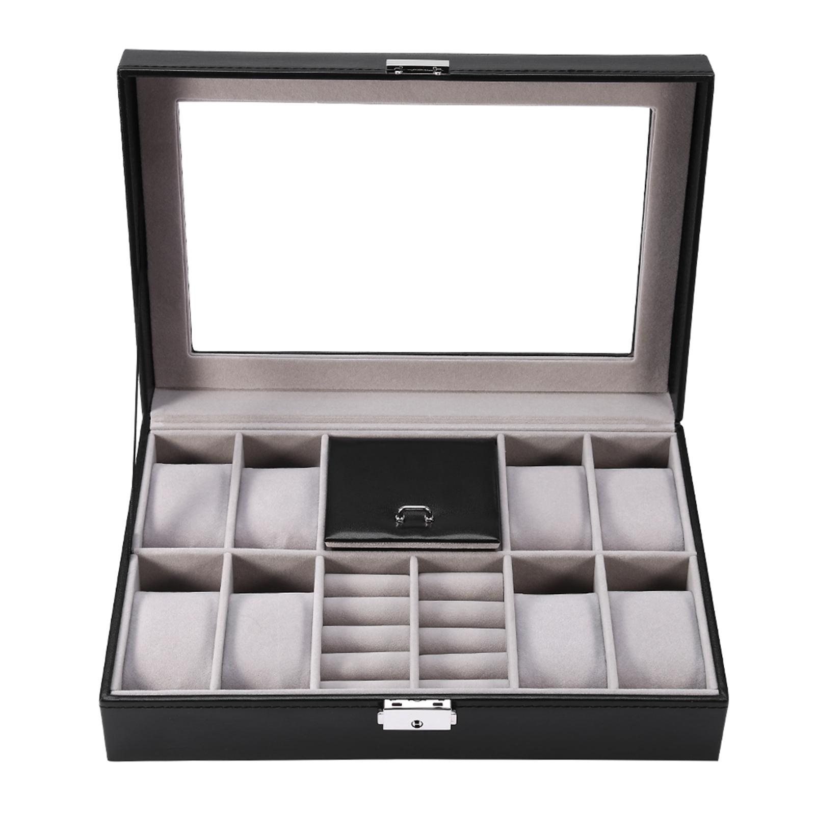 

Многофункциональный 8 слотов 2 сетки часы витрина чехол для хранения колец ювелирных изделий коробка органайзер