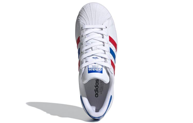 adidas Originals SUPERSTAR J Low Top Kids' Skateboarding Shoes White Red Blue Teenagers FW5851
