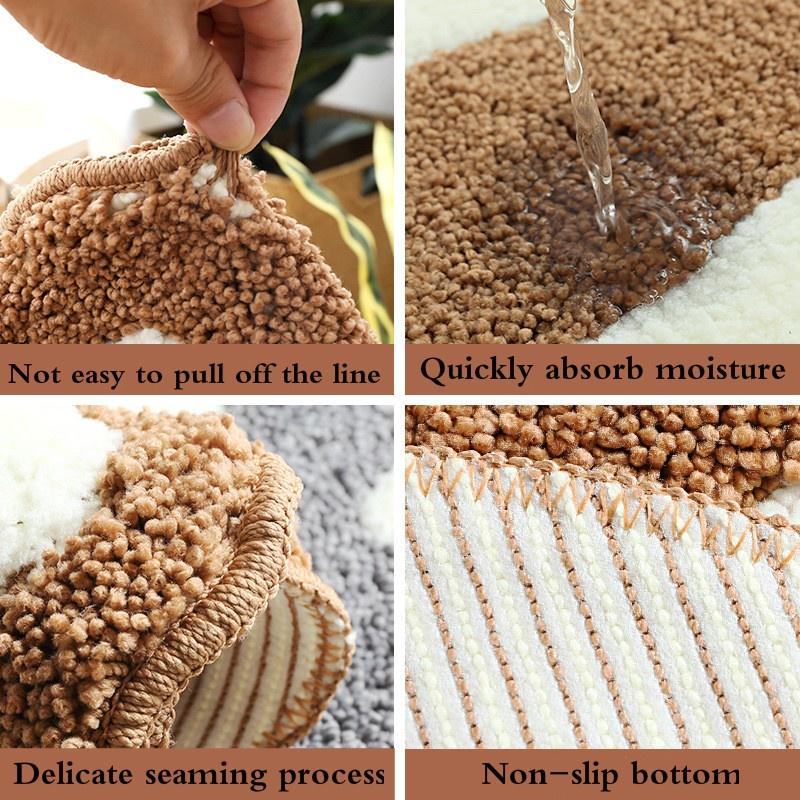 Cute Flocking Carpet  Door Mat Carpet Floor Rug Anti Slip Bathroom Rug Foot Pad