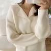Hirsionsan Herbst Einfache Grund Kaschmir Jumper Frauen Casual Solide V-ausschnitt Pullover Weibliche Lange Hülse Lose Faul Gestrickte Pullover