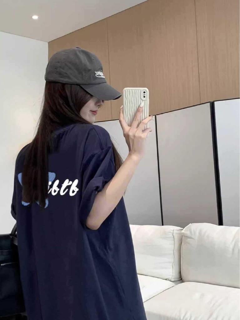 Women's Plus Size Vintage Retro Cotton T-Shirt, Short Sleeve, Summer Oversize Trendy Brand Top