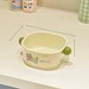 Double Layer Draining Basket Small Size Kitchen Vegetable Fruit Washing Colander Strainer with Handle and Stand for Household Use