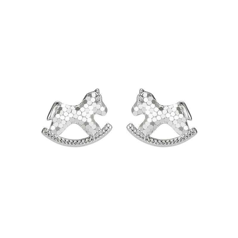 Broken ice ice rocking Trojan horse stud earrings female niche design light luxury simple smart cute wind versatile earrings ear jewelry