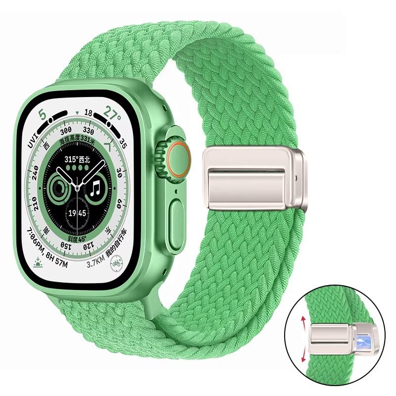 Nylon Braided Band For Apple Watch Series Ultra 3 2 1 49mm 11 10 46mm 42mm 9 8 7 45mm 41mm Magnetic Strap iWatch 6 5 SE 44/40mm Belt