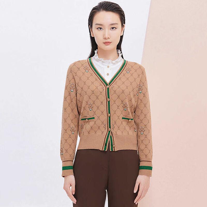 

JESSIE Вязаный кардиган с V-образным вырезом и геометрическим принтом в стиле ретро S