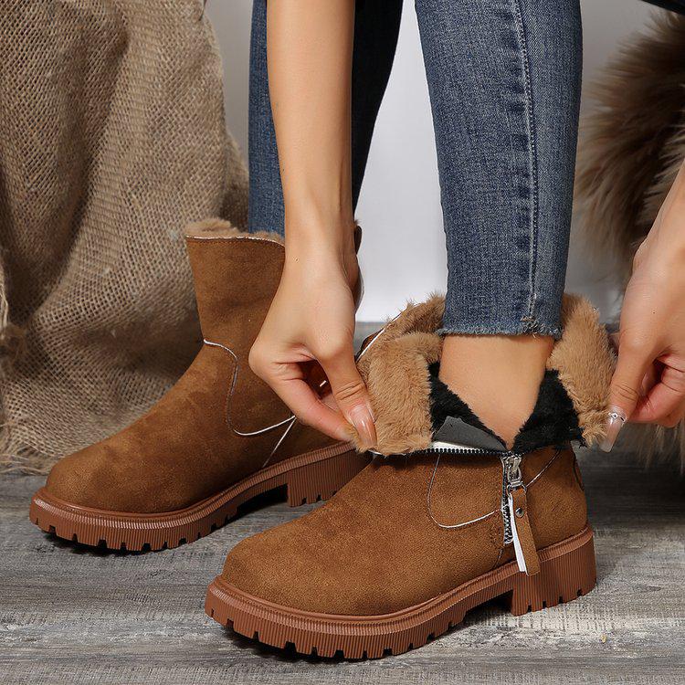 Damen 2022 Martin-Stiefel mit dicker Sohle: Mit Leder und Fell gefüttert für Winterwärme