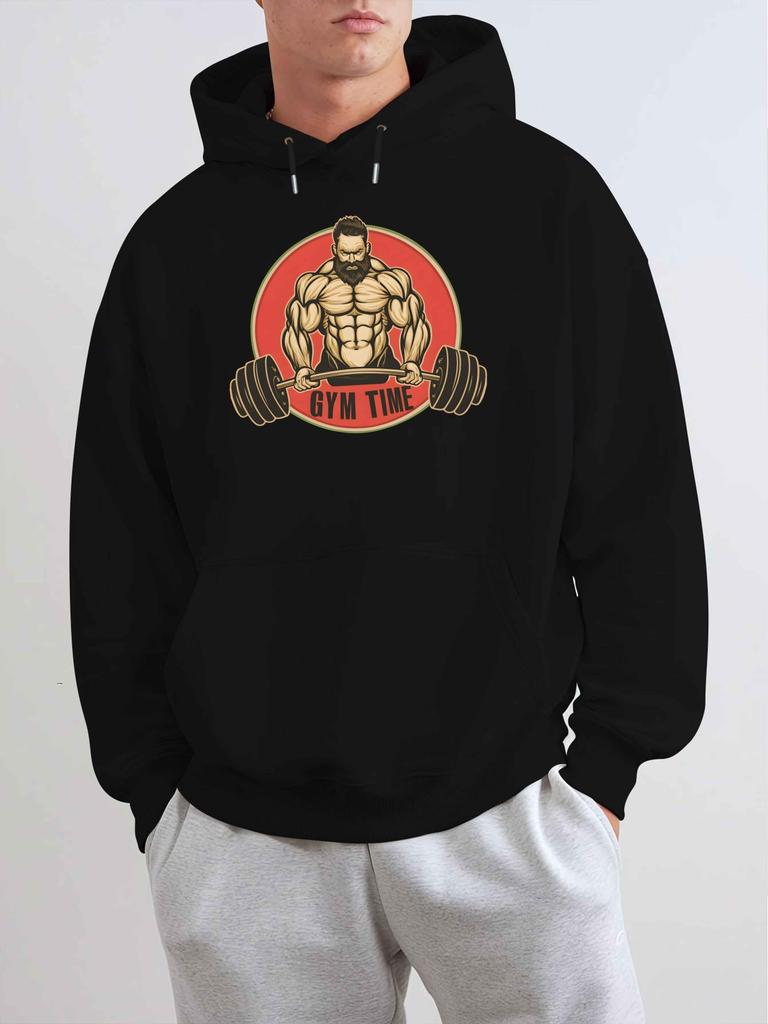 GYM TIME 2024 New unisex Printed Autumn and Winter Fleece Sweatshirts, Versatile Spring and Autumn Styles for Teenagers, Plus Hooded Trendy Brand Swea