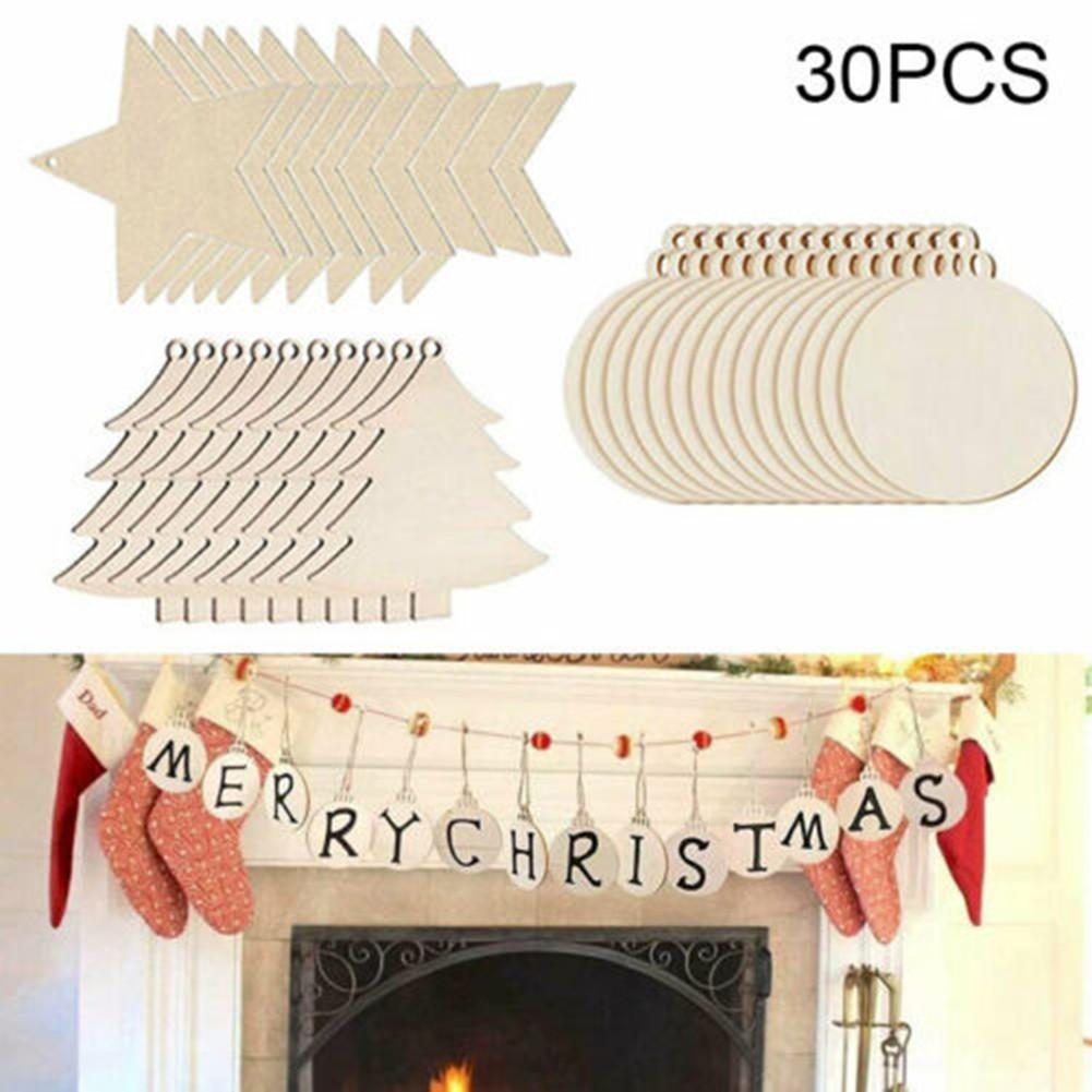 

Премиальные деревянные рождественские поделочные формы для праздничных украшений, упаковка 30 штук A