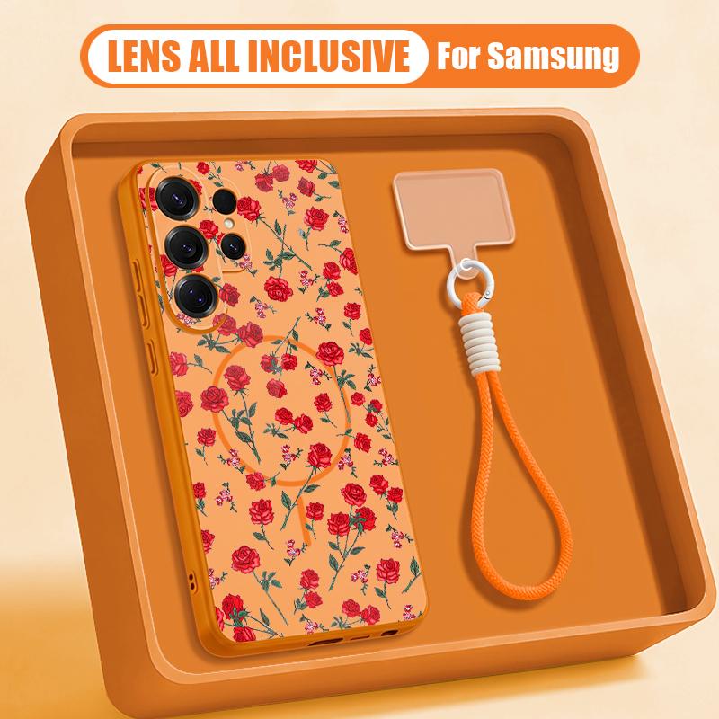 Aquarellblumen Druck Hülle Für Samsung S26 Ultra S25 FE S24 S24 Plus A57 A37 A17 A56 A36 A16 A55 A35 A15 A54 5G Hybrid Magnetisch Matt Abdeckung