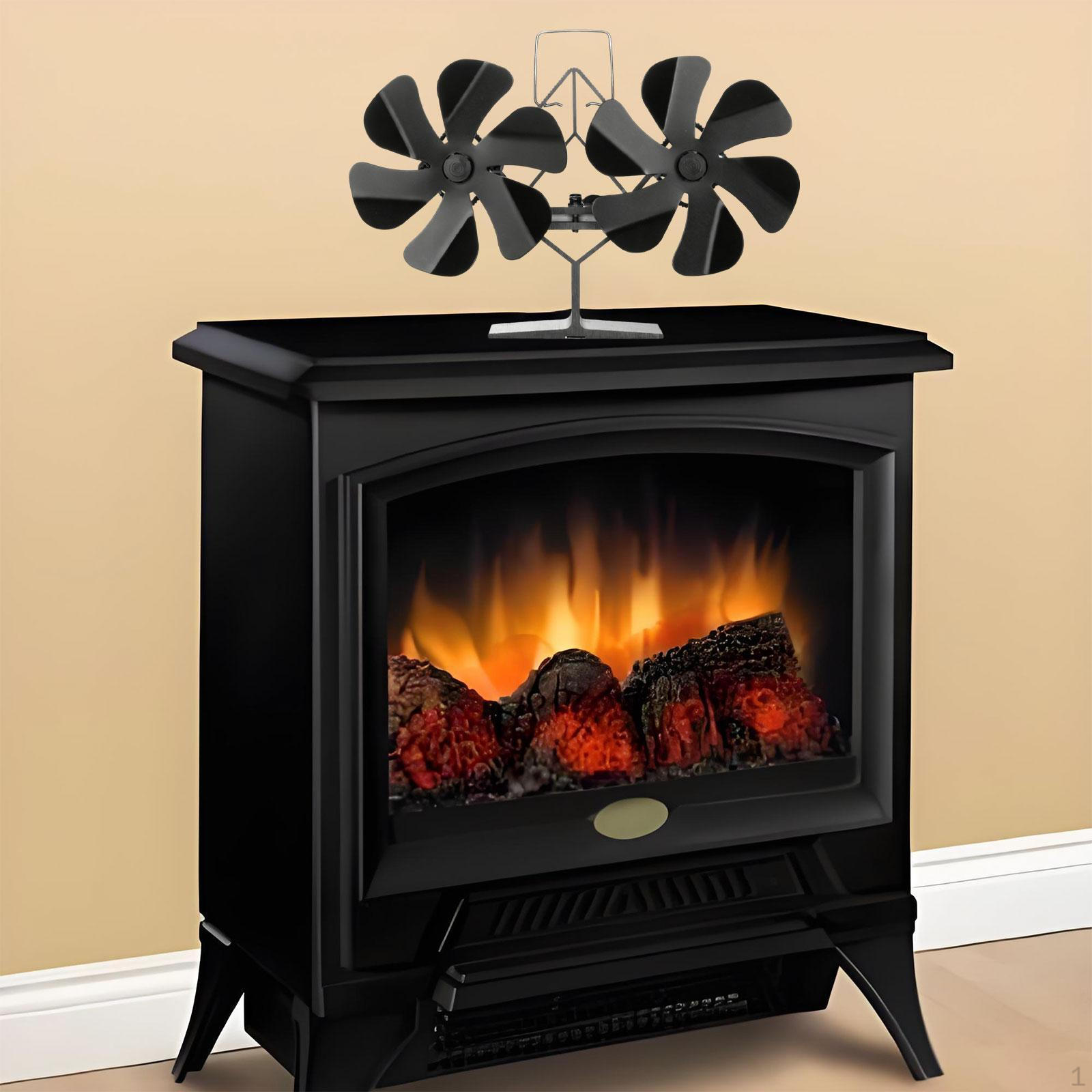 

Вентилятор Чорний Подвійний Головка Дров яна Піч Тепловий Широкий Діапазон Температур Камінний Вентилятор Термічний 6 Blade