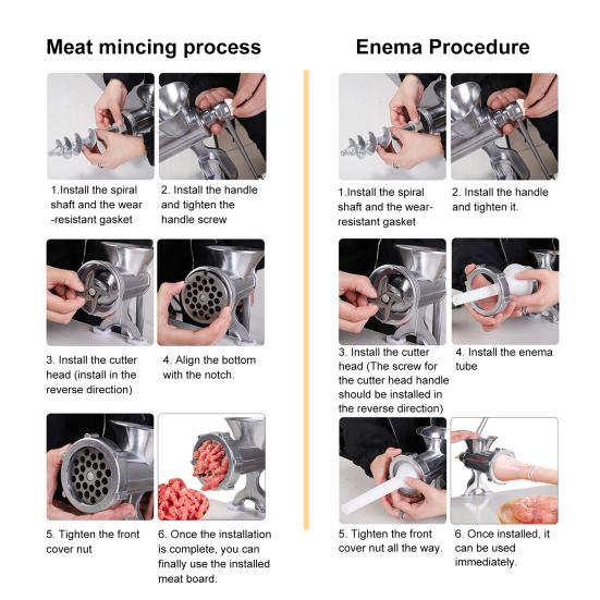 Meat Grinder Stainless Steel Blade Manual Mincer 3-in-1 Sausage Maker Low