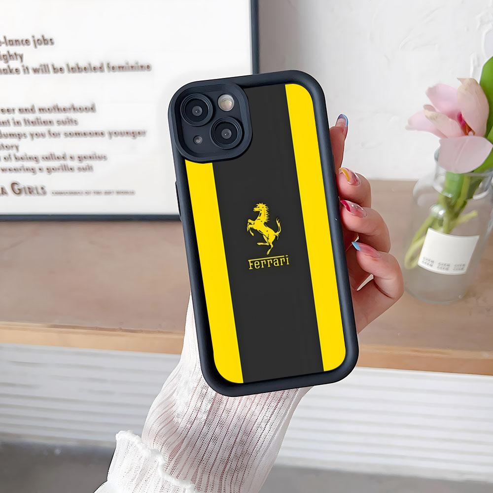 Luxury FerrariEs Sports Car Phone Case Simple Solid Color Frosted Silicone For IPhone 17 16 13 12 15 14 Promax Plus All Inclusi JG2