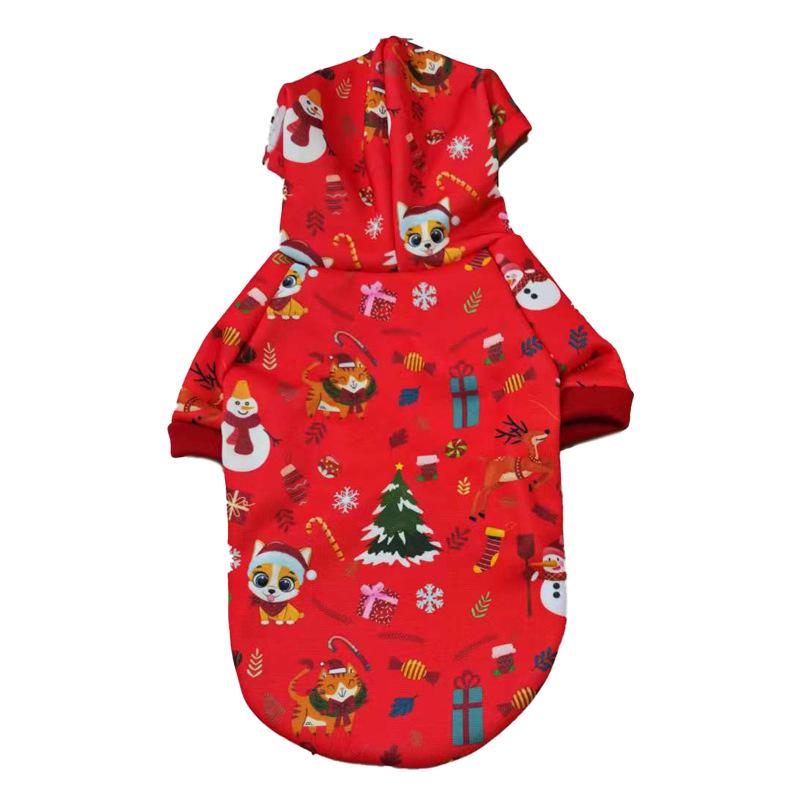 Cross-border Dog Christmas Hoodie - Warm, Two-Legged Pet Clothing for Small/Medium Dogs Small