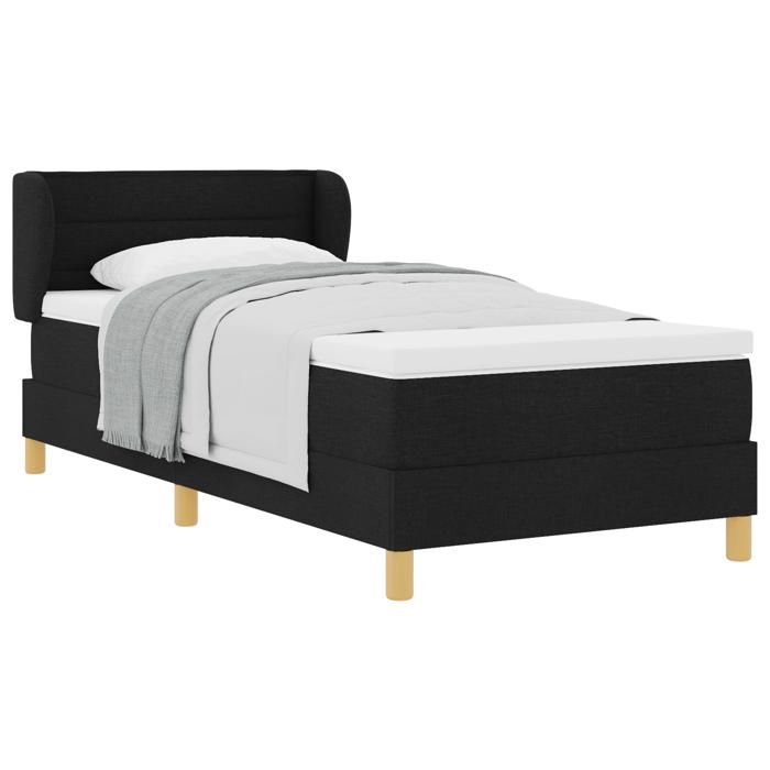 Lit Box Spring vidaXL avec Matelas Noir 100x200 cm Tissu 3340138
