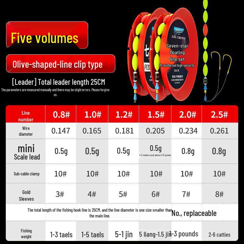 Seven-Star High Sensitivity Float Rig Set: Double Hooks & Nylon Line for Crucian Carp Fishing