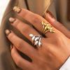 Stainless Steel Geometric Open Rings For Women Creative 18K Gold Plated Adjustable Open Ring Female Zircon Punk Rapper Anillos