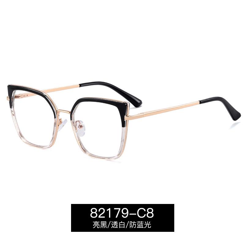 

New Large Frame Anti Blue Light Eyeglass Frame Oversized Square Reading Glasses Women TR90 Spring hinge Optical Glasses Lenses 0