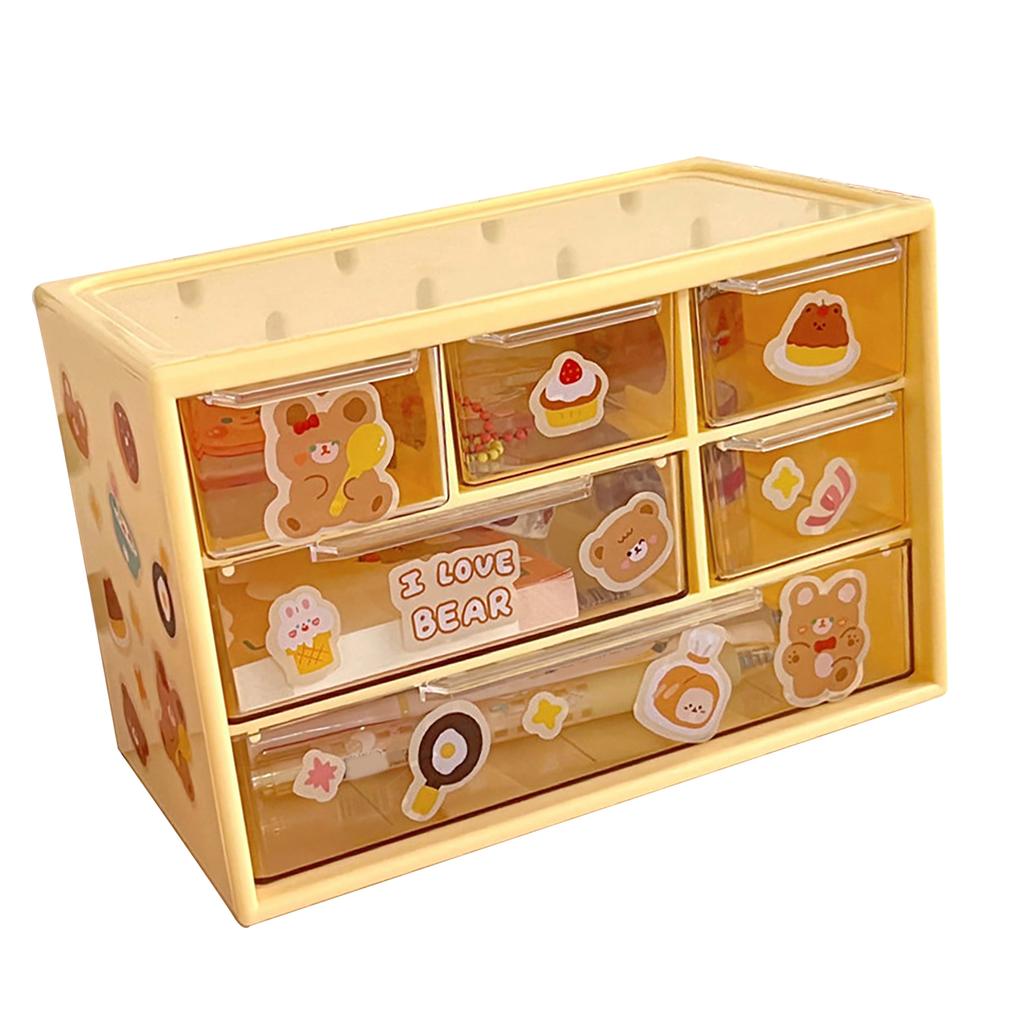 Desk Organizer with 6 Drawers Plastic Stackable 3 Tier Desktop Stationary Storage Box for Home Dorm