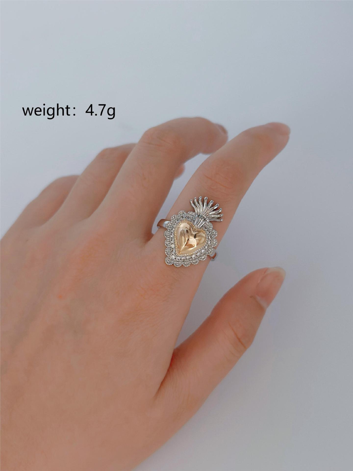 

Tktok персонализированное ретро готическое персиковое сердце крыло регулируемое золотое и серебряное кольцо