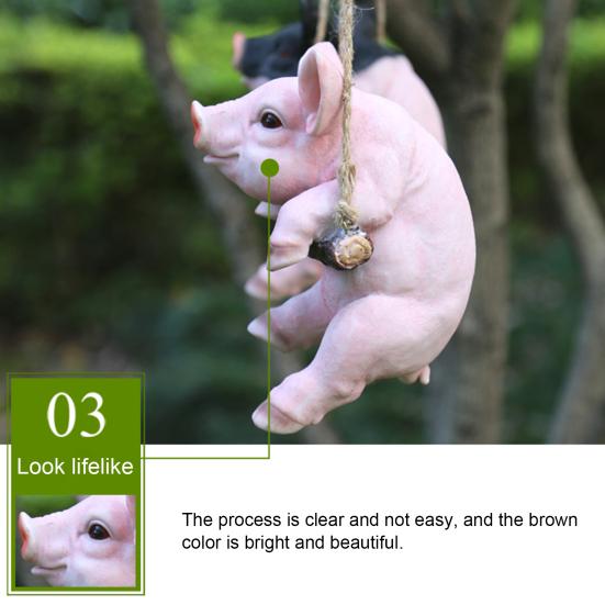 Hanging Statue Animal Pig Shape Landscape Pendant Resin Simulation Swing Figurines Outdoor Decorations