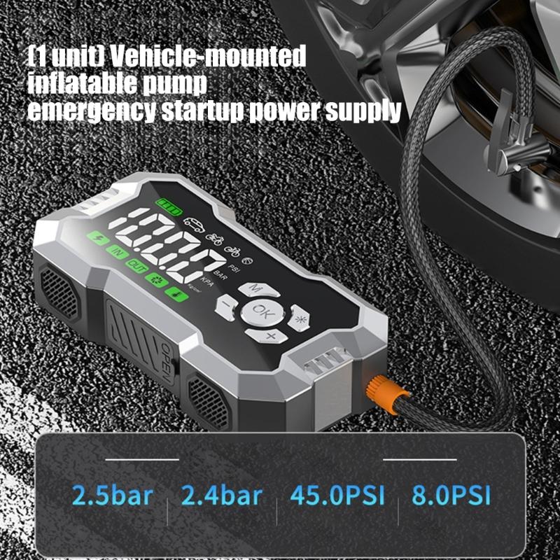 Car Jump Starter Cordless Electric Tire Inflator Mobile Power Car Battery Booster Digital Display Air Pumps with Flashlight