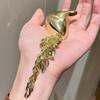 2025 Autumn/Winter Gold Wheat Ear Leaf Tassel Brooch - Geometric Water Drop Metal Pin Sweater Accessory