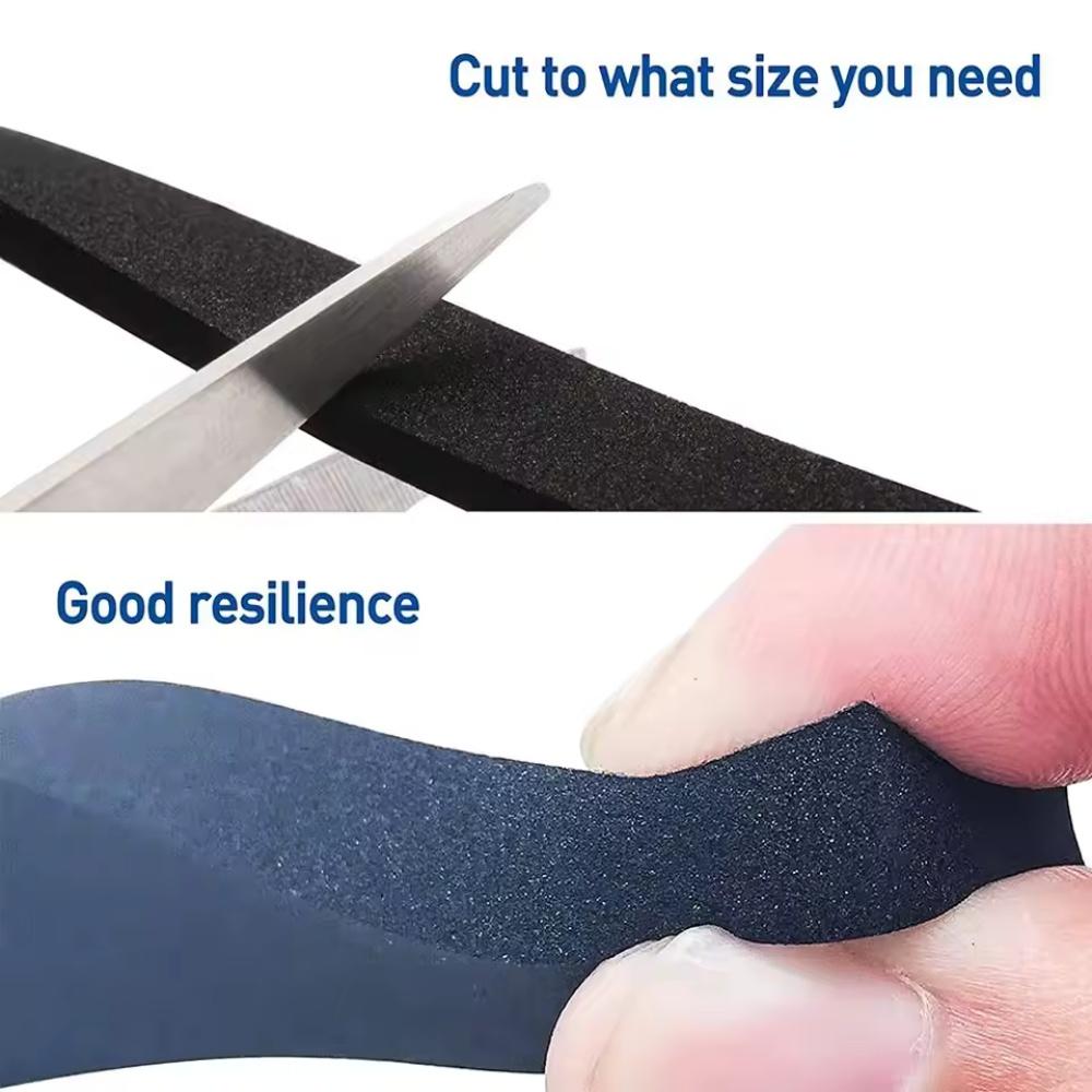 2pc/set 2m/78.74in Foam Door Window Sealing Strip Wearable Sliding Soundproof Sponge Strip Rain-proof Self-adhesive Tape