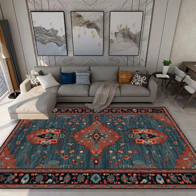 Teppich im amerikanischen Retro-Stil Wohnzimmer Böhmische Dekoration Rutschfester Waschbarer Teppich 140x200 Schlafzimmer Sofa Bettseite Flanell Bodenmatte