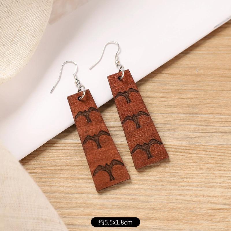 Niche Design Wooden Earrings Handmade Retro Literary Earrings Women's Simple Ear Jewelry