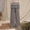 UNIFREE Plush Lined Skirt-Trim Wide-Leg Pants