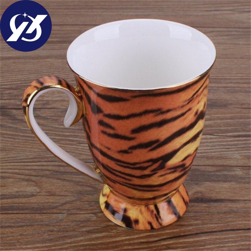 Nordisk Fas på Keramisk Kaffekrus Kreativt Porselen Leopard Håndtak Frokost Melk Te Kopp Kontor Vannflaske Drikkeglass