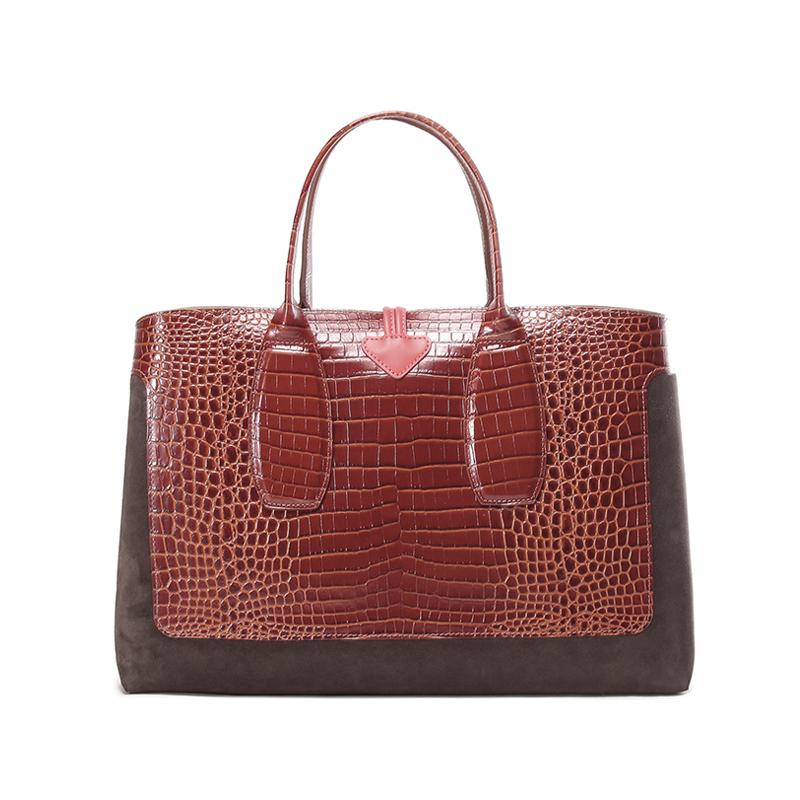 Longchamp Le Roseau Bolso de Mango Corto con Hebilla de Bambú para Mujer Bolso de Mano Brandy 10059HYK504