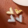 V Shape Stud Earrings for Women Sparkly Pave Set Geometric Earrings Minimalist Daily Fashion Jewelry