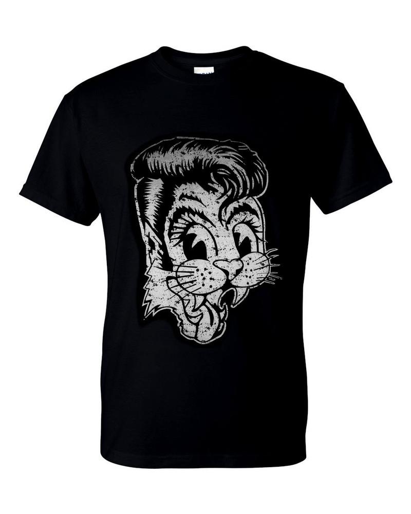 Men s t-shirt Black Cotton Stray Cats Rockabilly Hot Rod Retro Tattoo Grey Unisex T-Shirt M