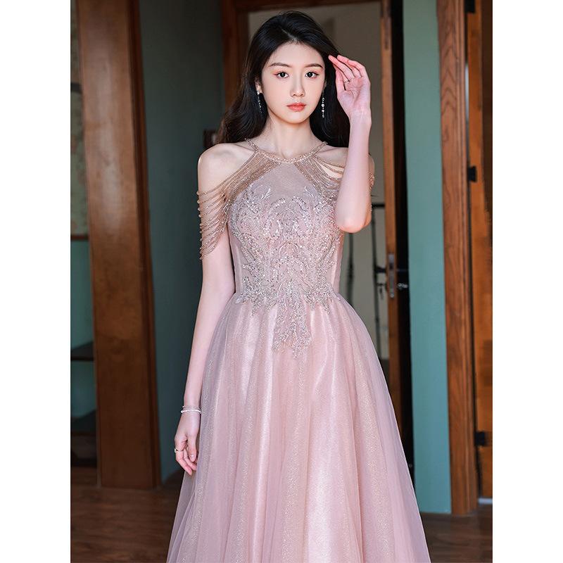 Pink Tassel Evening Dress Women's 1011 New Summer Host Celebrity Style Light Luxury Toasting Dress Engagement Dress Skirt