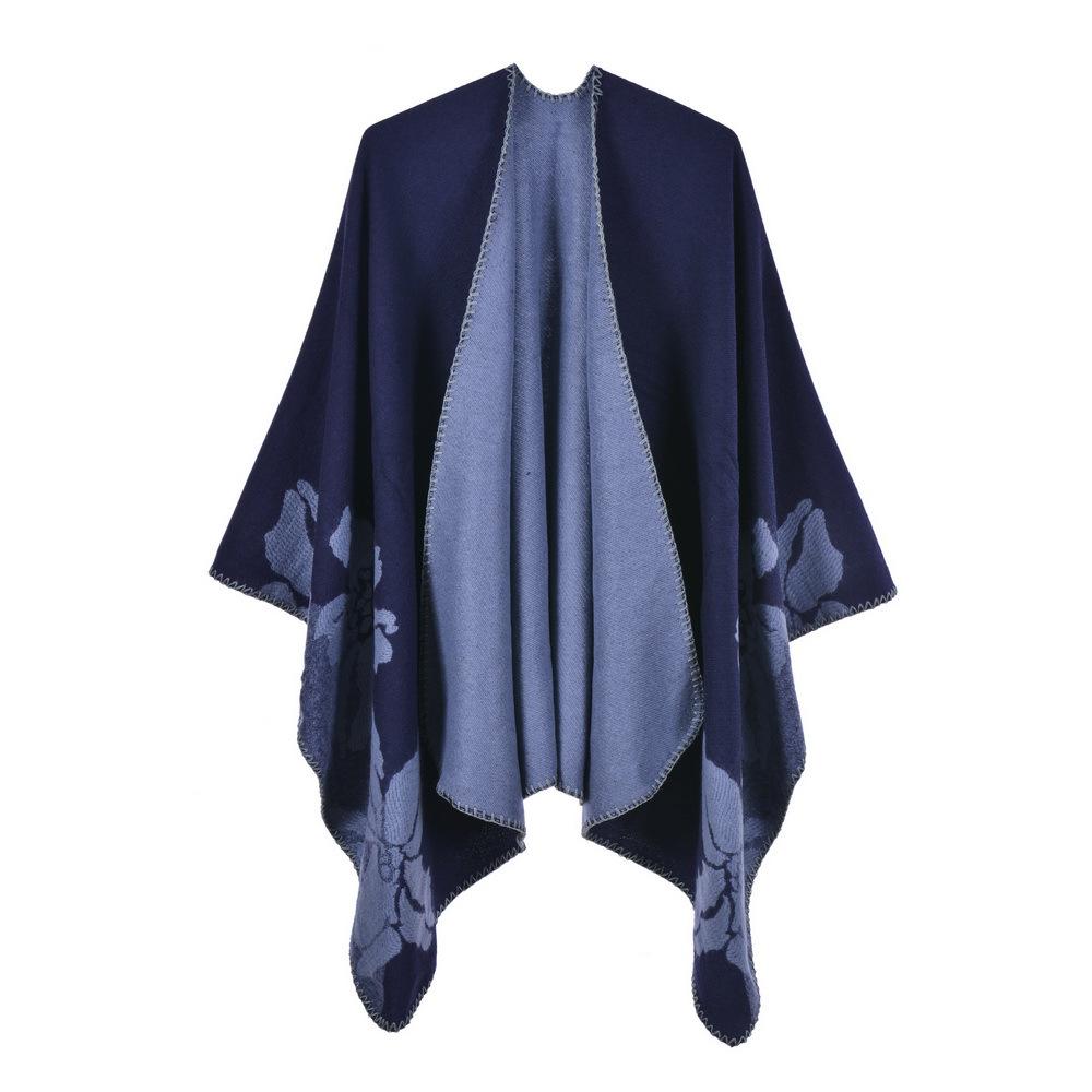 Women's Fashion Jacquard Imitation Cashmere Shawl - Thickened, Warm, Large Cape Scarf