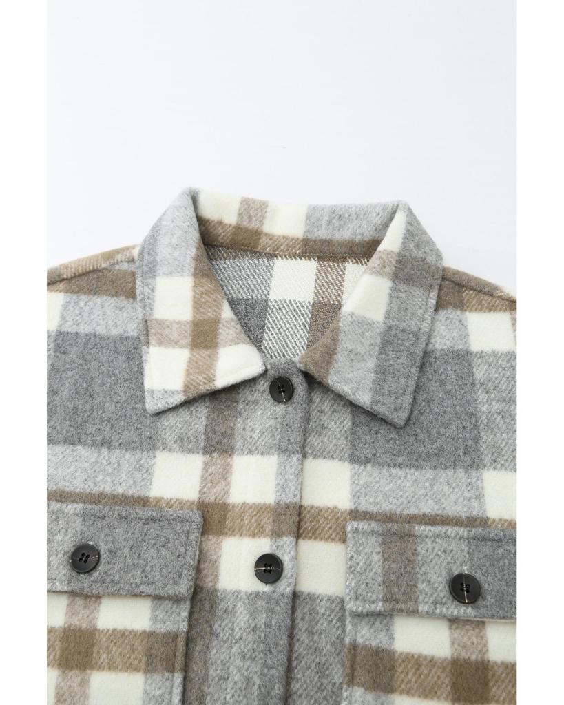 Azura Exchange Plaid Print Pocket Shacket