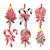 6 teile/satz Schöne Candy Cane Weihnachten Baum Dekorationen Multi Stile Weichen Ton Lutscher Hängen Ornament XmasTree Anhänger
