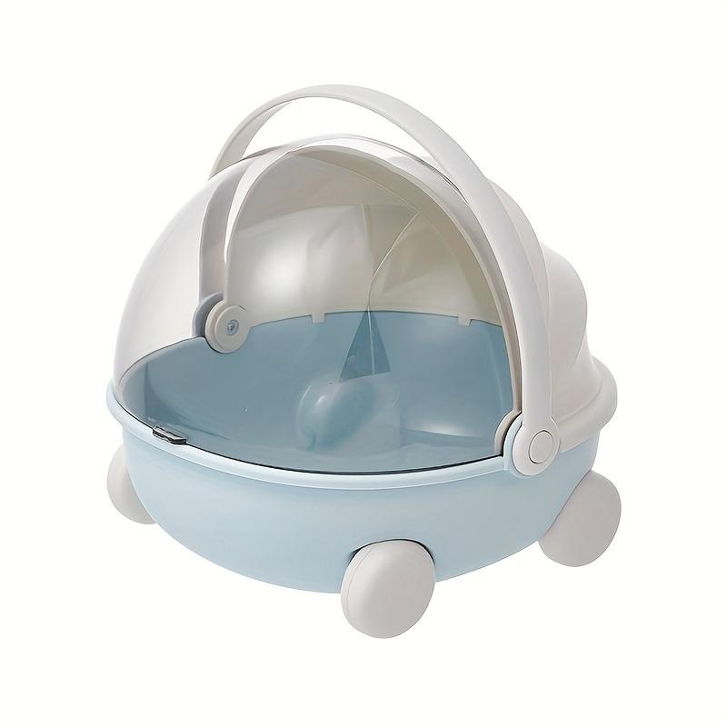 

Transparent Flip-Top Display Case for Labubu Figures Storage Box with 4 Fixed Wheels Cute Round Display Case Doll House Kawaii