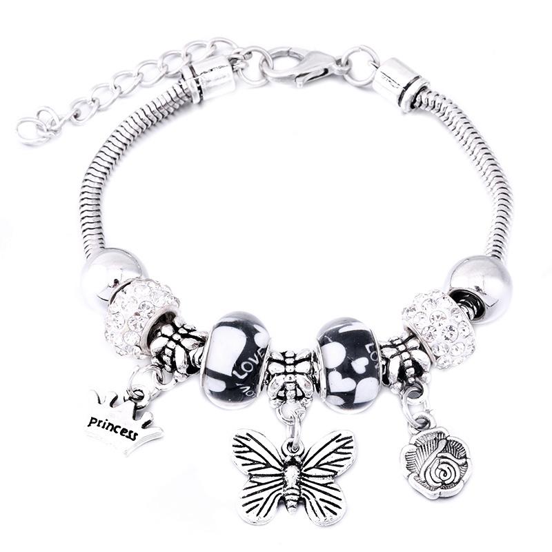 Fashion Glamour Bangle Jewelry 6 Colors Metal Lobster Buckle Snake Chain Beaded Bangles For Women Summer Bracelet Romantic Gift